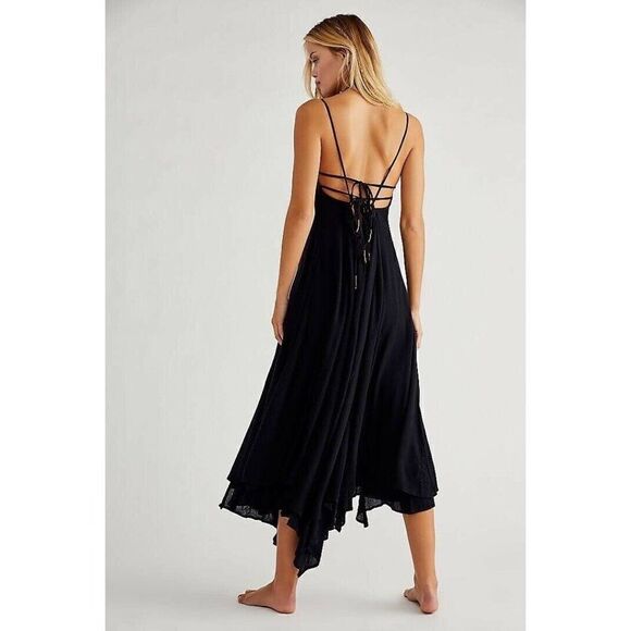 NEW FREE PEOPLE ENDLESS SUMMER Sz S DEEP SEA HALTER MAXI DRESS IN BLACK - Picture 3 of 3